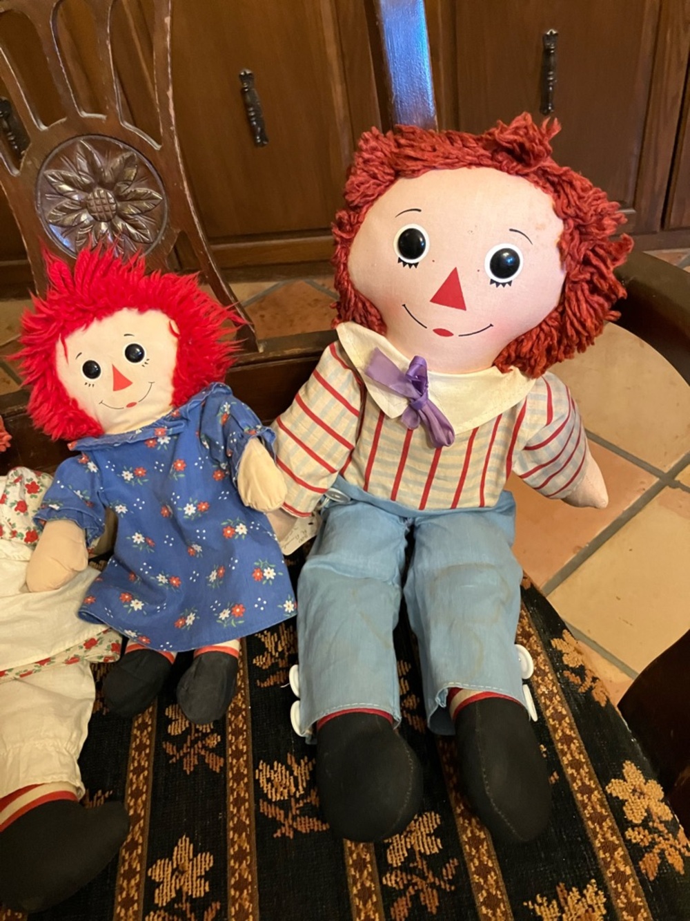 THREE RAGGEDY ANN AND ANDY DOLLS VINTAGE - Picture 4 of 13